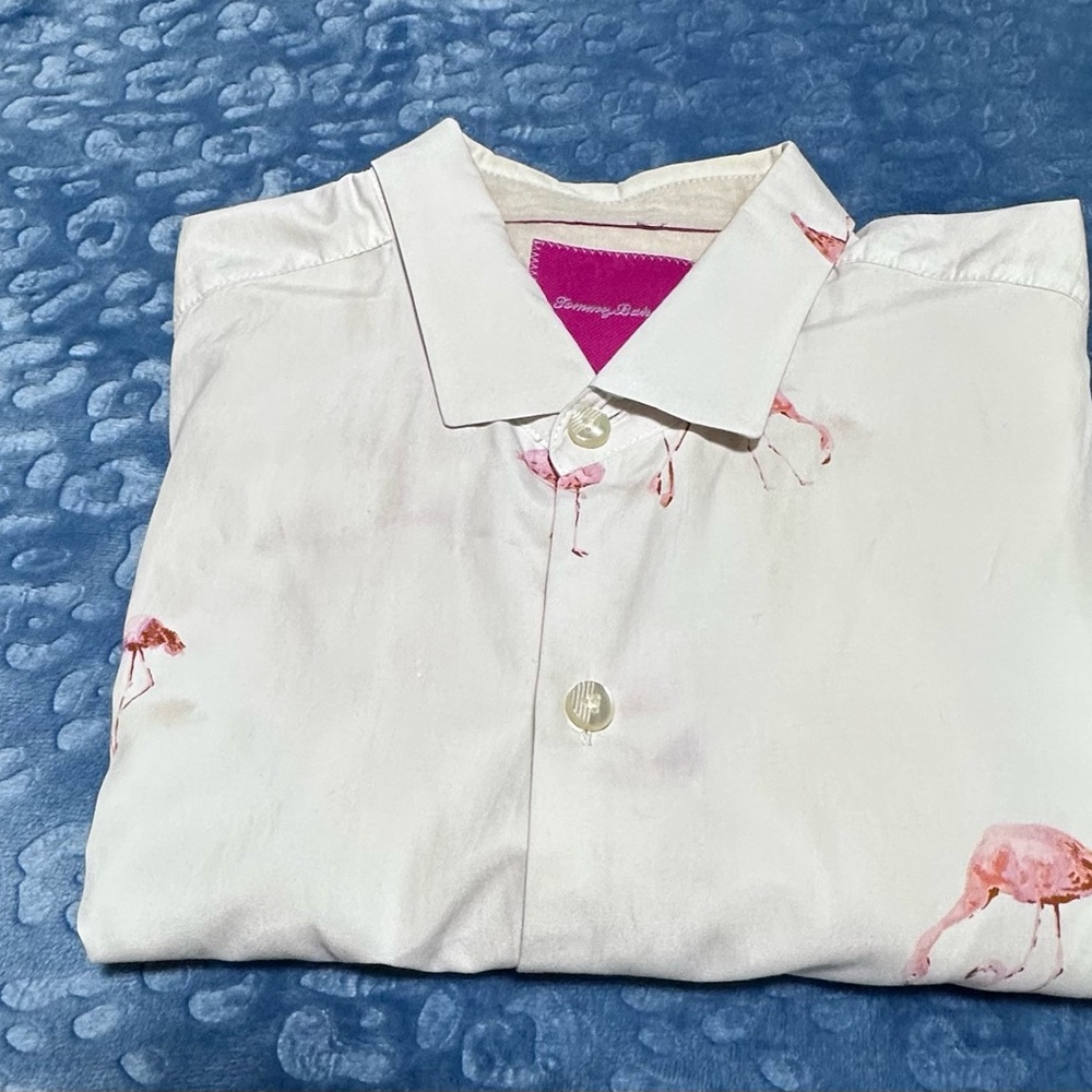 Tommy Bahama White Flamingo Print Shirt